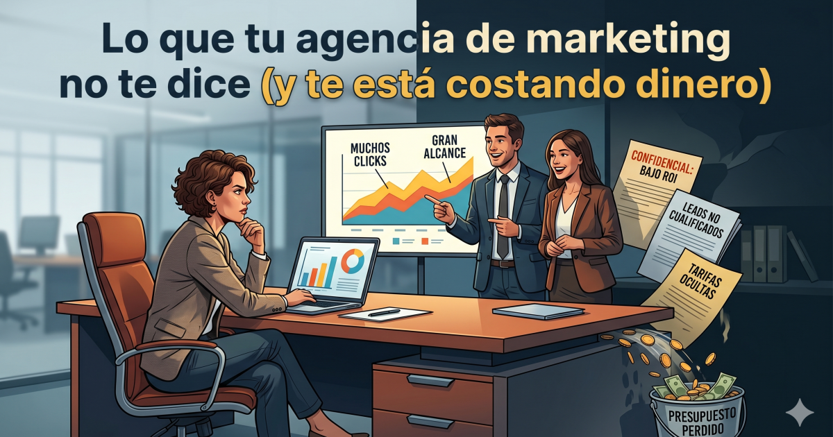 Empresario analizando reportes de agencia de marketing digital en su oficina