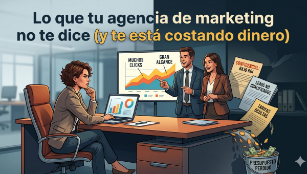 Empresario analizando reportes de agencia de marketing digital en su oficina